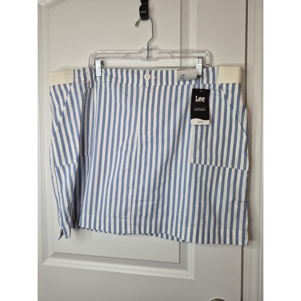 Lee Skort Mid Ride 22-M Prep Blue Stripe Comfort & Style‎ New